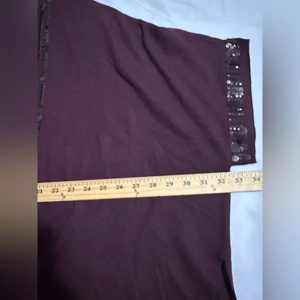 Chico's Sequin Open Front Cardigan S/M Purple‎ Placket Ruana Short Sleeves Bogo